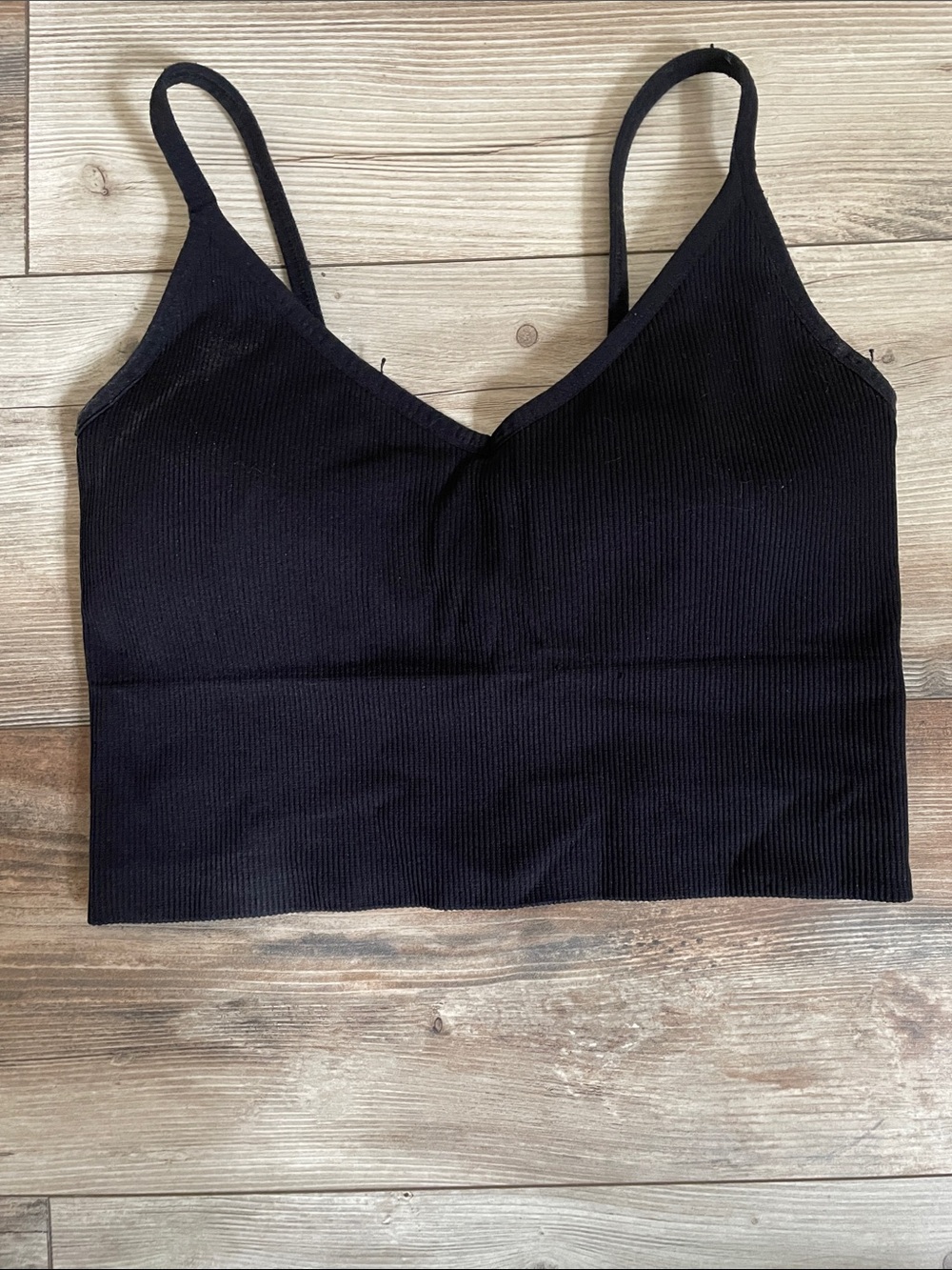 Yogalicious Black Ribbed V-Neck Sports Bralette